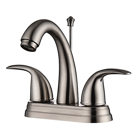 Ultra Faucets Vantage 4 in. Centerset 2-Handle Bathroom Faucet with Drain Assembly, 1.2 GPM, Rust Resist in Brushed Nickel