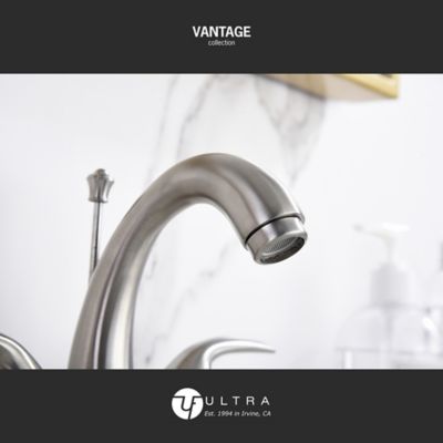 Image showing  Vantage 4 in. Centerset 2-Handle Bathroom Faucet with Drain Assembly, 1.2 GPM, Rust Resist in Brushed Nickel