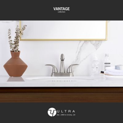 Image showing  Vantage 4 in. Centerset 2-Handle Bathroom Faucet with Drain Assembly, 1.2 GPM, Rust Resist in Brushed Nickel