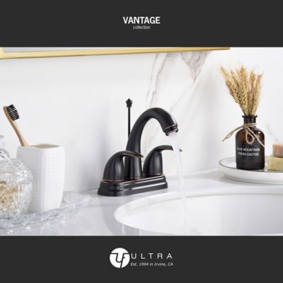 Image showing  Vantage 4 in. Centerset 2-Handle Bathroom Faucet with Drain Assembly, 1.2 GPM, Rust Resist in Oil Rubbed Bronze