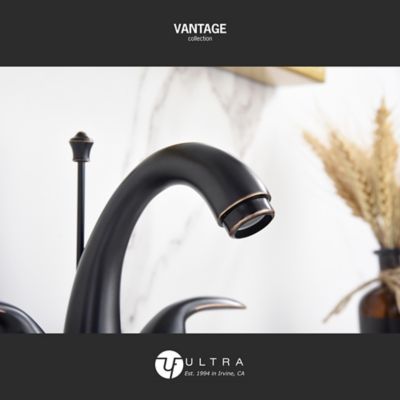 Image showing  Vantage 4 in. Centerset 2-Handle Bathroom Faucet with Drain Assembly, 1.2 GPM, Rust Resist in Oil Rubbed Bronze