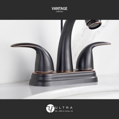 Image showing  Vantage 4 in. Centerset 2-Handle Bathroom Faucet with Drain Assembly, 1.2 GPM, Rust Resist in Oil Rubbed Bronze