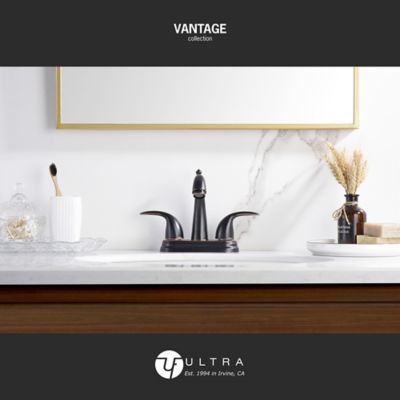 Image showing  Vantage 4 in. Centerset 2-Handle Bathroom Faucet with Drain Assembly, 1.2 GPM, Rust Resist in Oil Rubbed Bronze