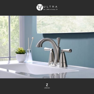 Image showing  Z 4 in. Centerset 2-Handle Bathroom Faucet with Drain Assembly, 1.5 GPM, Spot Resist in Brushed Nickel