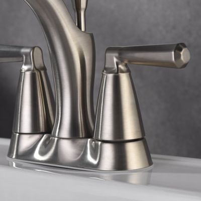 Image showing  Z 4 in. Centerset 2-Handle Bathroom Faucet with Drain Assembly, 1.5 GPM, Spot Resist in Brushed Nickel