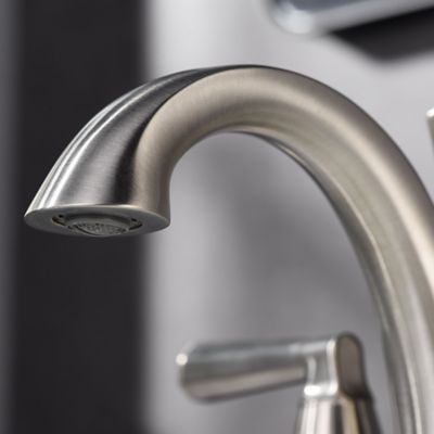 Image showing  Z 4 in. Centerset 2-Handle Bathroom Faucet with Drain Assembly, 1.5 GPM, Spot Resist in Brushed Nickel