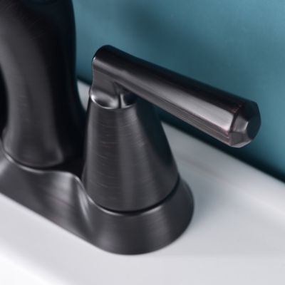 Image showing  Z 4 in. Centerset 2-Handle Bathroom Faucet with Drain Assembly, 1.5 GPM, Spot Resist in Oil Rubbed Bronze