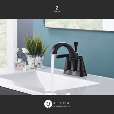 Image showing  Z 4 in. CZ 4 in. Centerset 2-Handle Bathroom Faucet with Drain Assembly, 1.5 GPM, Spot Resist in Matte Black