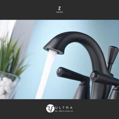 Image showing  Z 4 in. CZ 4 in. Centerset 2-Handle Bathroom Faucet with Drain Assembly, 1.5 GPM, Spot Resist in Matte Black