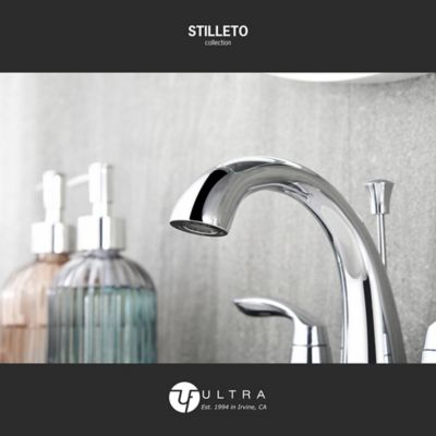Image showing  Stilleto 4 in. Centerset 2-Handle Bathroom Faucet with Drain Assembly, 1.2 GPM, Rust Resist in Polished Chrome