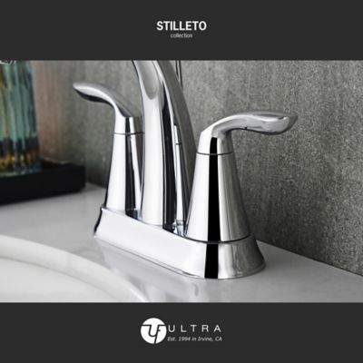 Image showing  Stilleto 4 in. Centerset 2-Handle Bathroom Faucet with Drain Assembly, 1.2 GPM, Rust Resist in Polished Chrome