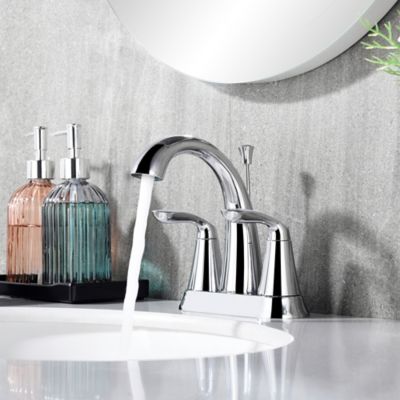 Image showing  Stilleto 4 in. Centerset 2-Handle Bathroom Faucet with Drain Assembly, 1.2 GPM, Rust Resist in Polished Chrome