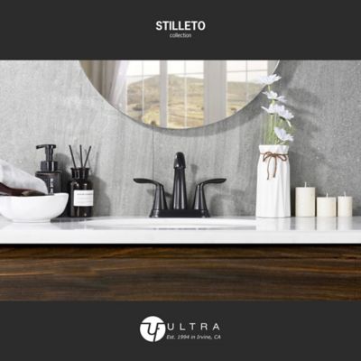 Image showing  Stilleto 4 in. Centerset 2-Handle Bathroom Faucet with Drain Assembly, 1.2 GPM, Rust Resist in Oil Rubbed Bronze