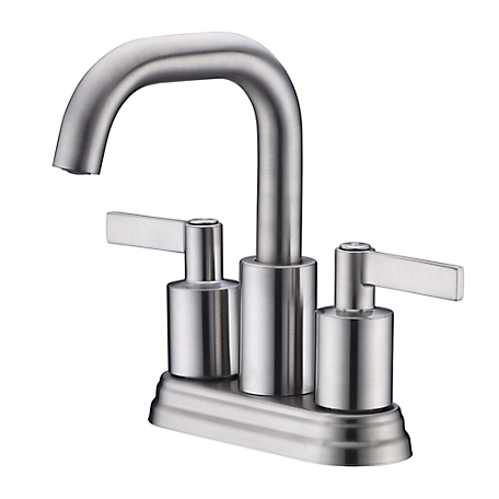 Ultra Faucets Kree 4 in. Centerset 2-Handle Bathroom Faucet with Drain Assembly, Swivel Spout, Rust Resist in Brushed Nickel
