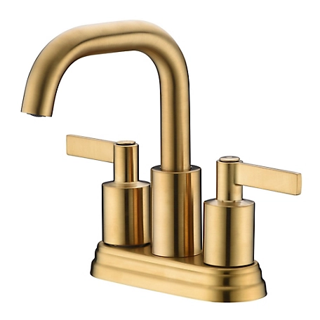 Ultra Faucets Kree 4 in. Centerset 2-Handle Bathroom Faucet with Drain Assembly, Swivel Spout, Rust Resist in Brushed Gold