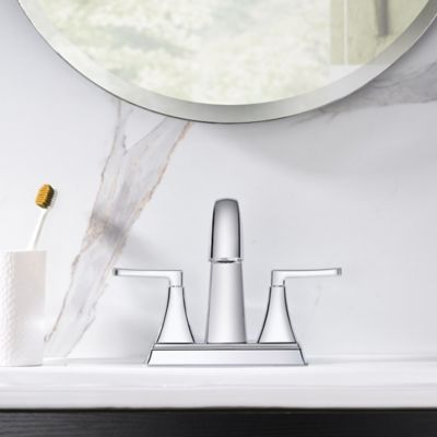 Image showing  Lotto 4 in. Centerset 2-Handle Bathroom Faucet with Drain Assembly, Rust Resist in Polished Chrome