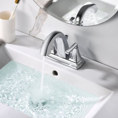 Image showing  Lotto 4 in. Centerset 2-Handle Bathroom Faucet with Drain Assembly, Rust Resist in Polished Chrome