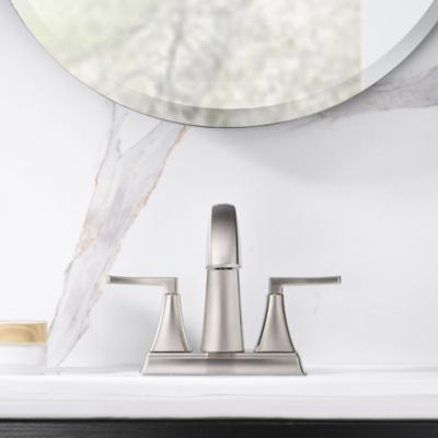 Image showing  4 in. Lotto Centerset 2-Handle Bathroom Faucet with Drain Assembly, Rust Resist in Brushed Nickel