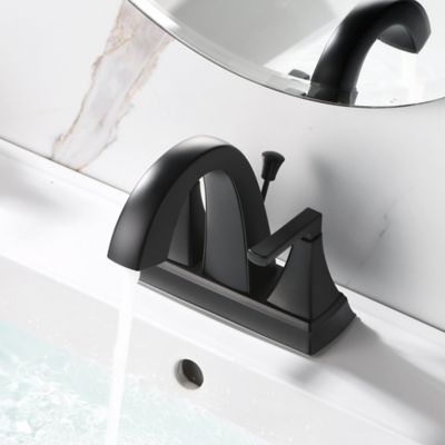 Image showing  Lotto 4 in. Centerset 2-Handle Bathroom Faucet with Drain Assembly, Rust Resist in Matte Black