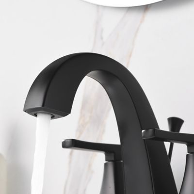 Image showing  Lotto 4 in. Centerset 2-Handle Bathroom Faucet with Drain Assembly, Rust Resist in Matte Black