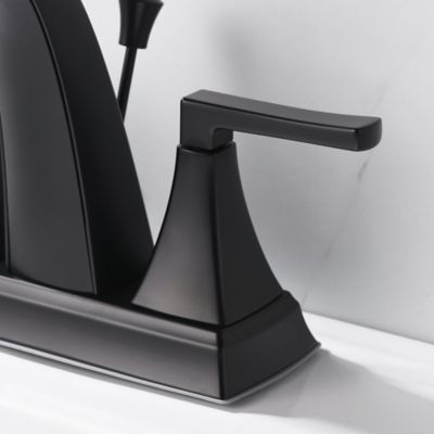 Image showing  Lotto 4 in. Centerset 2-Handle Bathroom Faucet with Drain Assembly, Rust Resist in Matte Black