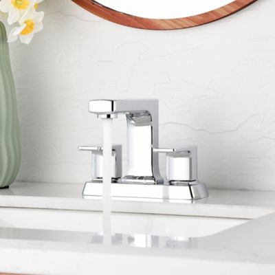 Image showing  Dean 4 in. Centerset 2-Handle Bathroom Faucet with Drain Assembly, Rust and Tarnish Resist in Polished Chrome