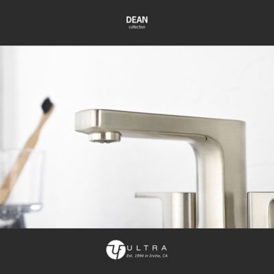 Image showing  Dean 4 in. Centerset 2-Handle Bathroom Faucet with Drain Assembly, Rust and Tarnish Resist in Brushed Nickel