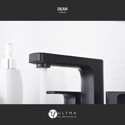Image showing  Dean 4 in. Centerset 2-Handle Bathroom Faucet with Drain Assembly, Rust and Tarnish Resist in Matte Black