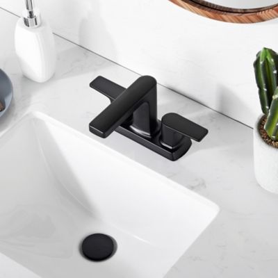 Image showing  Dean 4 in. Centerset 2-Handle Bathroom Faucet with Drain Assembly, Rust and Tarnish Resist in Matte Black