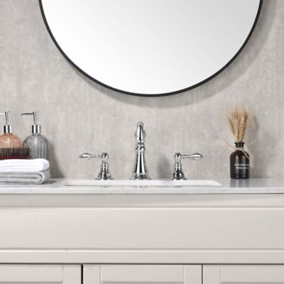 Image showing  Signature 8 in. Widespread 2-Handle Bathroom Faucet with Drain Assembly, Rust Resist in Polished Chrome