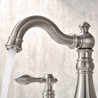 Image showing  Signature 8 in. Widespread 2-Handle Bathroom Faucet with Drain Assembly, Rust Resist in Brushed Nickel