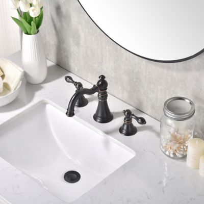 Image showing  8 in. Signature Widespread 2-Handle Bathroom Faucet with Drain Assembly, Rust Resist in Oil Rubbed Bronze