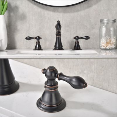 Image showing  8 in. Signature Widespread 2-Handle Bathroom Faucet with Drain Assembly, Rust Resist in Oil Rubbed Bronze