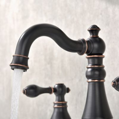 Image showing  8 in. Signature Widespread 2-Handle Bathroom Faucet with Drain Assembly, Rust Resist in Oil Rubbed Bronze