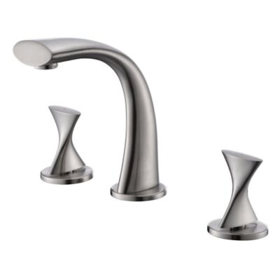 Ultra Faucets Twist 8 in. Widespread 2-Handle Bathroom Faucet with Drain Assembly, Rust Resist in Brushed Nickel