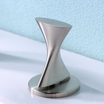 Image showing  Twist 8 in. Widespread 2-Handle Bathroom Faucet with Drain Assembly, Rust Resist in Brushed Nickel