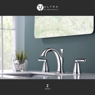Image showing  Z 8 in. Widespread 2-Handle Bathroom Faucet with Drain Assembly, Rust Resist in Polished Chrome