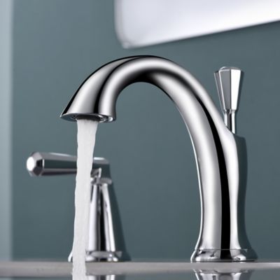 Image showing  Z 8 in. Widespread 2-Handle Bathroom Faucet with Drain Assembly, Rust Resist in Polished Chrome