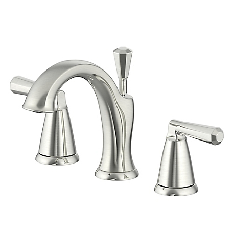 Ultra Faucets Z 8 in. Widespread 2-Handle Bathroom Faucet with Drain Assembly, Rust Resist in Brushed Nickel