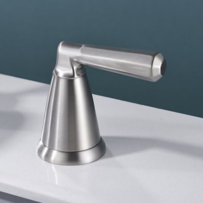 Image showing  Z 8 in. Widespread 2-Handle Bathroom Faucet with Drain Assembly, Rust Resist in Brushed Nickel