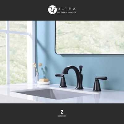 Image showing  Z 8 in. Widespread 2-Handle Bathroom Faucet with Drain Assembly, Rust Resist in Oil Rubbed Bronze