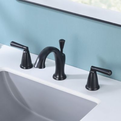 Image showing  Z 8 in. Widespread 2-Handle Bathroom Faucet with Drain Assembly, Rust Resist in Oil Rubbed Bronze