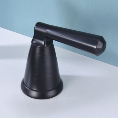 Image showing  Z 8 in. Widespread 2-Handle Bathroom Faucet with Drain Assembly, Rust Resist in Oil Rubbed Bronze