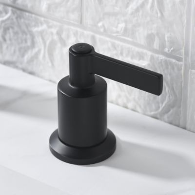 Image showing  Kree 8 in. Widespread 2-Handle Bathroom Faucet with Drain Assembly, Swivel Spout, Rust Resist in Matte Black