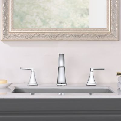 Image showing  Lotto 8 in. Widespread 2-Handle Bathroom Lavatory Faucet with Drain Assembly, Rust Resist in Polished Chrome
