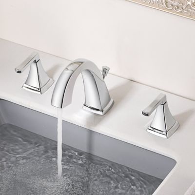 Image showing  Lotto 8 in. Widespread 2-Handle Bathroom Lavatory Faucet with Drain Assembly, Rust Resist in Polished Chrome