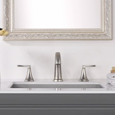 Image showing  Lotto 8 in. Widespread 2-Handle Bathroom Lavatory Faucet with Drain Assembly, Rust Resist in Brushed Nickel