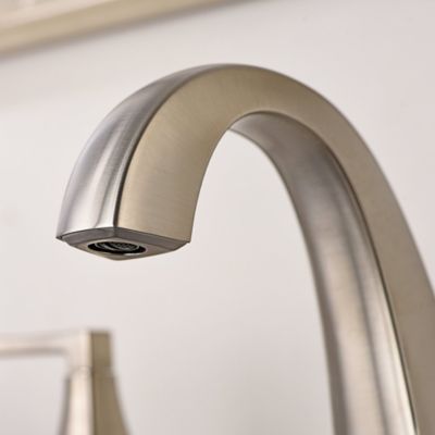 Image showing  Lotto 8 in. Widespread 2-Handle Bathroom Lavatory Faucet with Drain Assembly, Rust Resist in Brushed Nickel