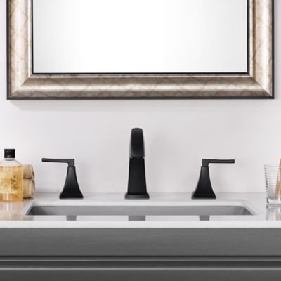 Image showing  Lotto 8 in. Widespread 2-Handle Bathroom Lavatory Faucet with Drain Assembly, Rust Resist in Matte Black