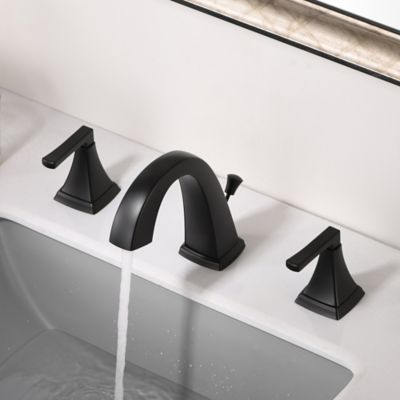 Image showing  Lotto 8 in. Widespread 2-Handle Bathroom Lavatory Faucet with Drain Assembly, Rust Resist in Matte Black